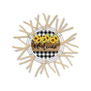 Welcome Rustic Sunflower Round Sign
