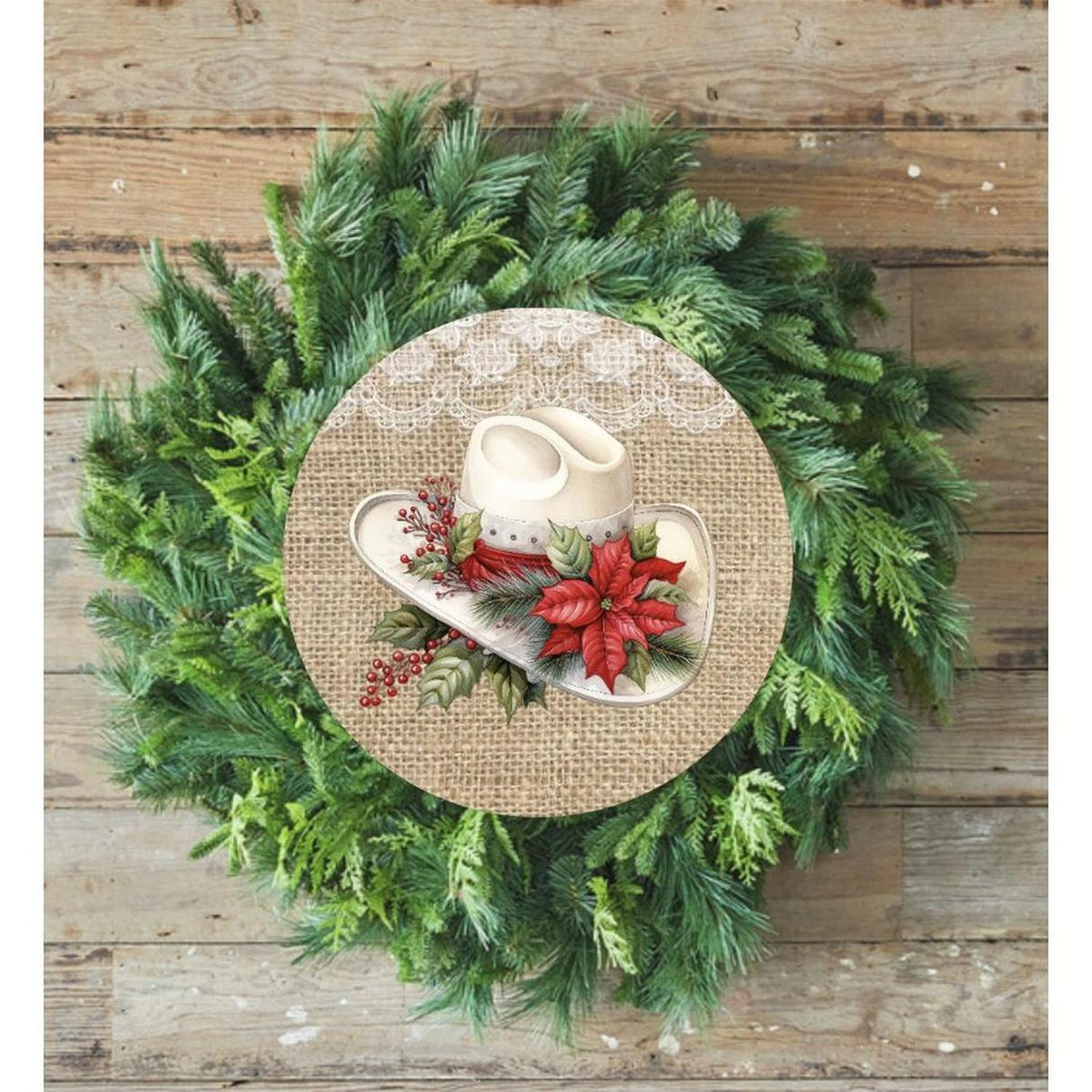 Western Christmas Hat Sign - Wreath Enhancement