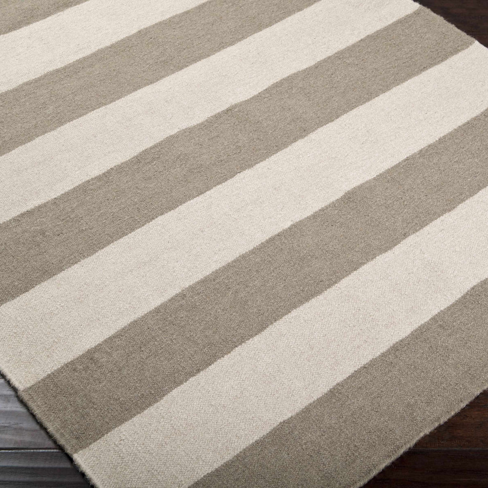 Ingersoll Beige&Gray Striped Wool Area Rug - Clearance
