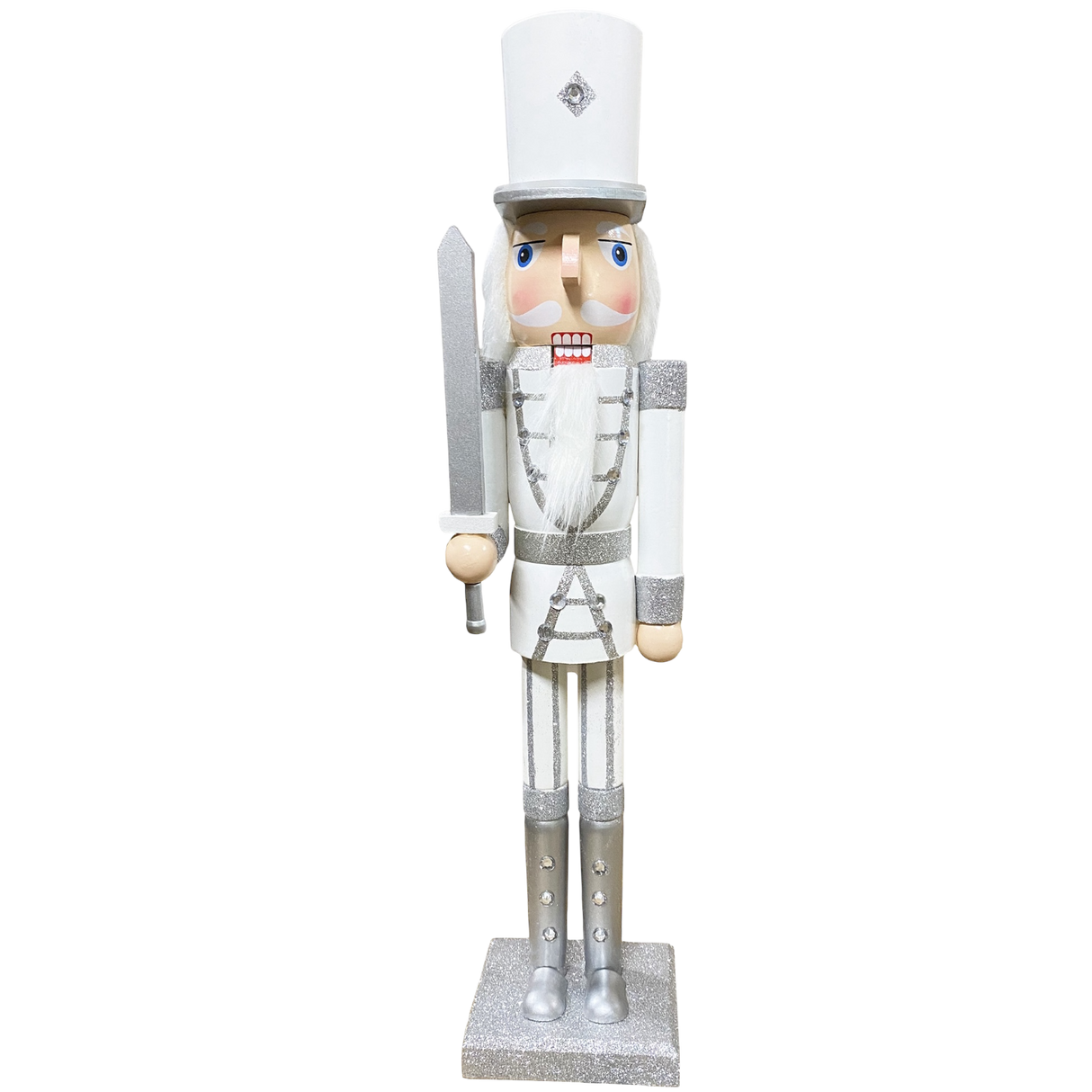 Classic Silver Nutcracker - 2 Feet Tall - with Sword