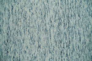 Custom Made Ivory and Blue Abstract Hand Tufted Natural Wool Area Rug