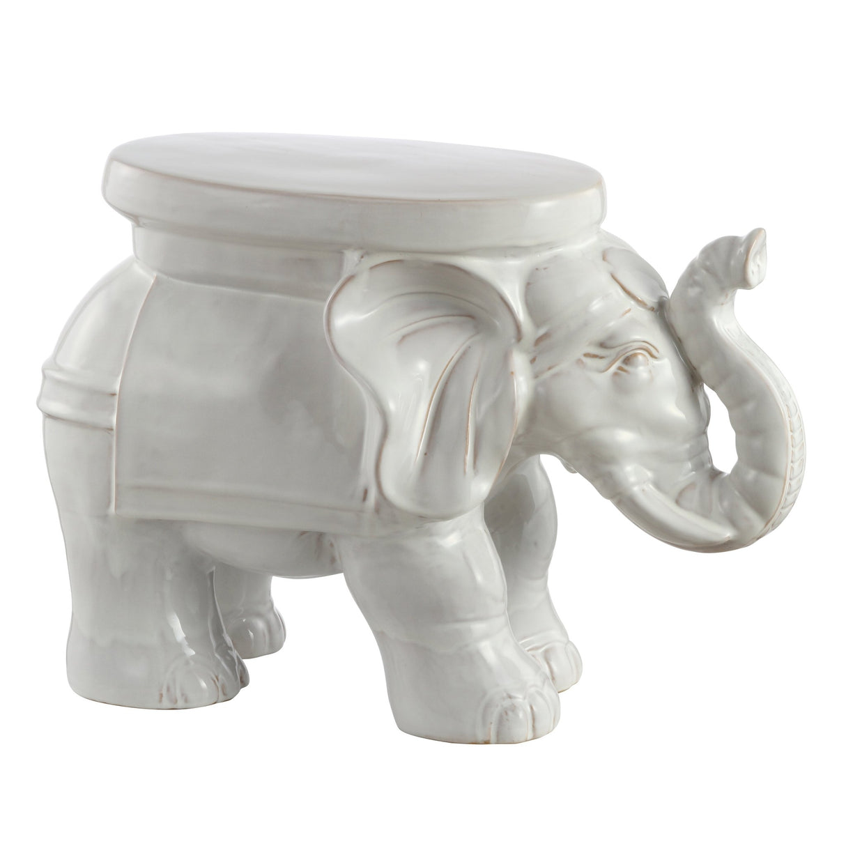 White ceramic garden stool accent - Tuesday Morning - Outdoor Tables