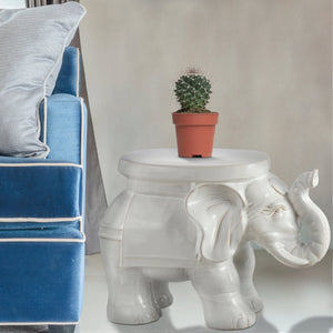 White-ceramic-garden-stool-accent-Outdoor-Tables