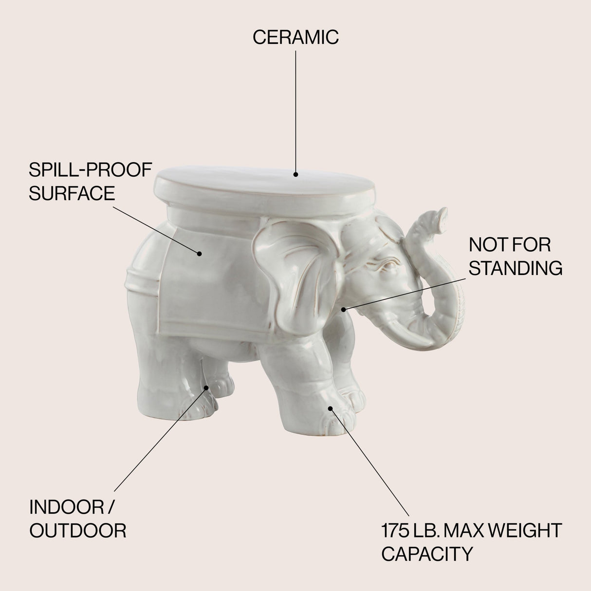 White ceramic garden stool accent - Tuesday Morning - Outdoor Tables