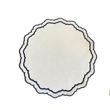 Scarlet White Navy Blue Round Faux Leather Placemat