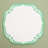 Royal White Green Trim Square Faux Leather Placemat