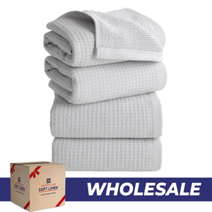 NOLA 4-Pack 100% Turkish Cotton Hand Towels – Waffle 600 GSM Wholesale Case Pack of 24
