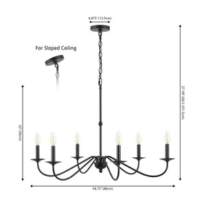 Wicklow 6 - light bohemian farmhouse iron led chandelier - Tuesday Morning - Chandeliers