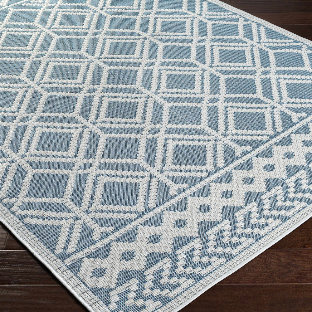 Wingina 8x10 Ice Blue Trellis Rug - Clearance