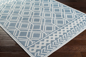 Wingina 8x10 Ice Blue Trellis Rug - Clearance