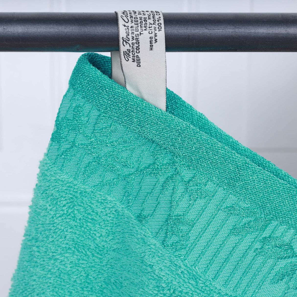Cotton Floral Jacquard Border Bath Towel Set of 4 - Bath Towel by Superior Brand