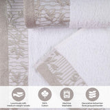 Cotton Floral Jacquard Border Bath Towel Set of 4 - Bath Towel by Superior Brand