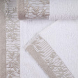 Cotton Floral Jacquard Border Bath Towel Set of 4 - Bath Towel by Superior Brand