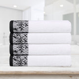 Cotton Floral Jacquard Border Bath Towel Set of 4 - Bath Towel by Superior Brand