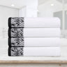 Cotton Floral Jacquard Border Bath Towel Set of 4 - Bath Towel by Superior Brand