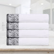 Cotton Floral Jacquard Border Bath Towel Set of 4 - Bath Towel by Superior Brand