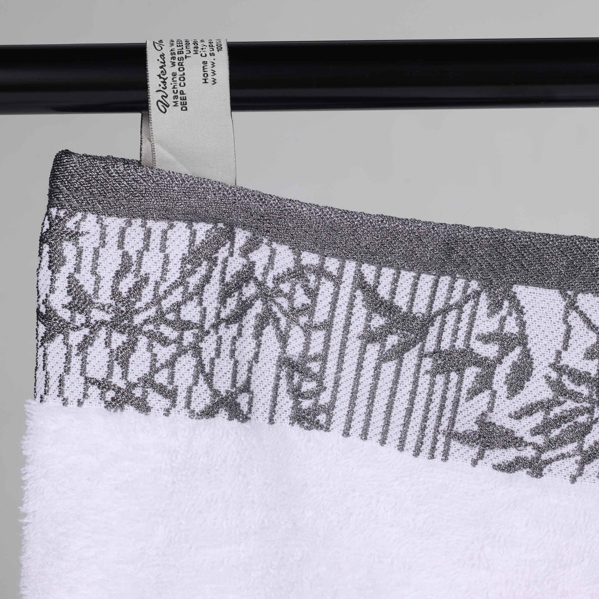 Cotton Floral Jacquard Border Bath Towel Set of 4 - Bath Towel by Superior Brand