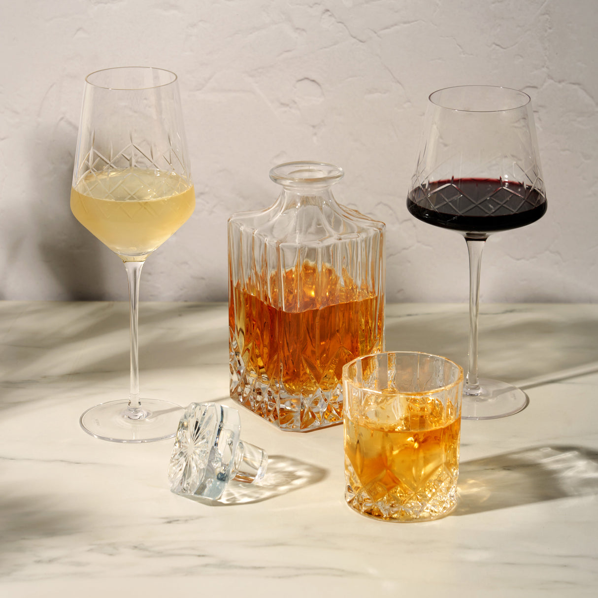 Admiral Crystal Burgundy Wine Glasses, Set of 2