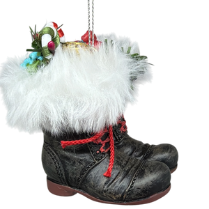Filled Boots With Joy Ornament  - Black