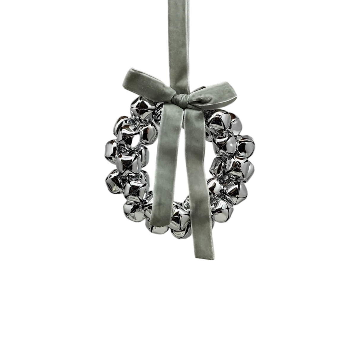 Silver Bell Wreath Ornament - 6 Inch