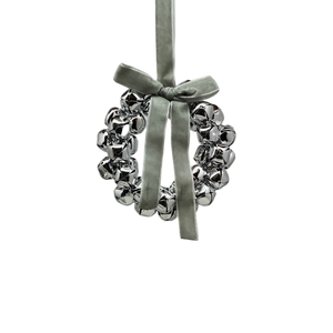 Silver Bell Wreath Ornament - 6 Inch