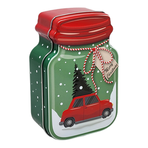 Jar Shaped Christmas Cookie Gift Tin -  On our way to Grandma's