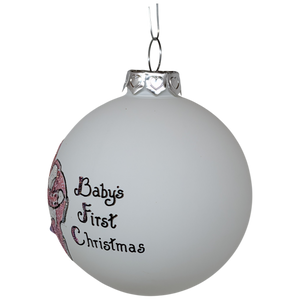 Baby's First Christmas Keepsake Glass Ornament - Pink Booties