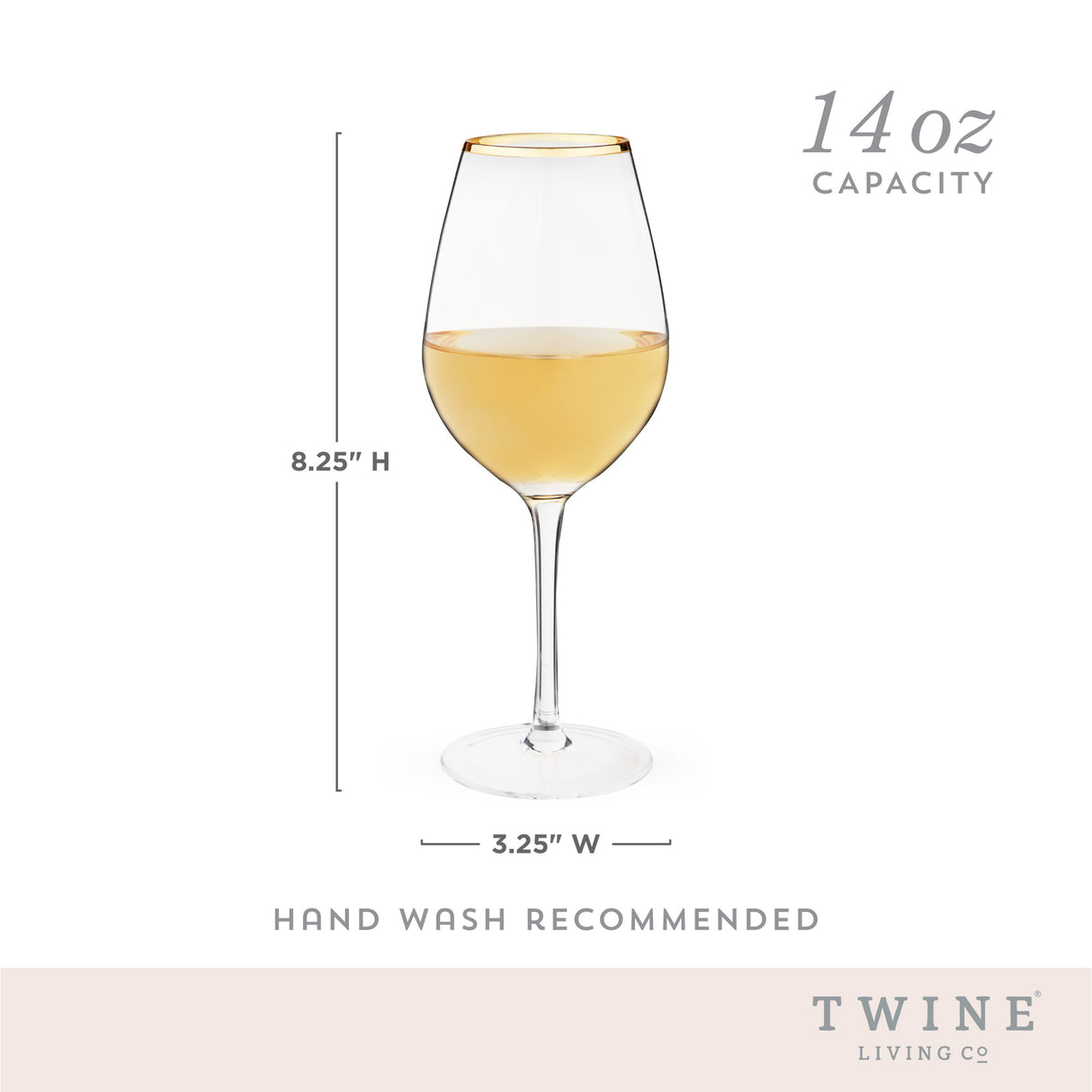 Gilded stemmed wine glass set by twine