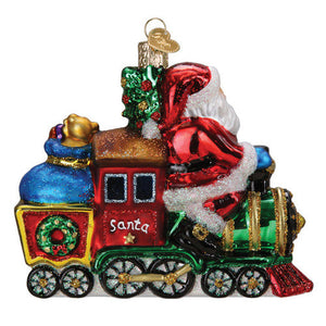 Santa on Locomotive Ornament