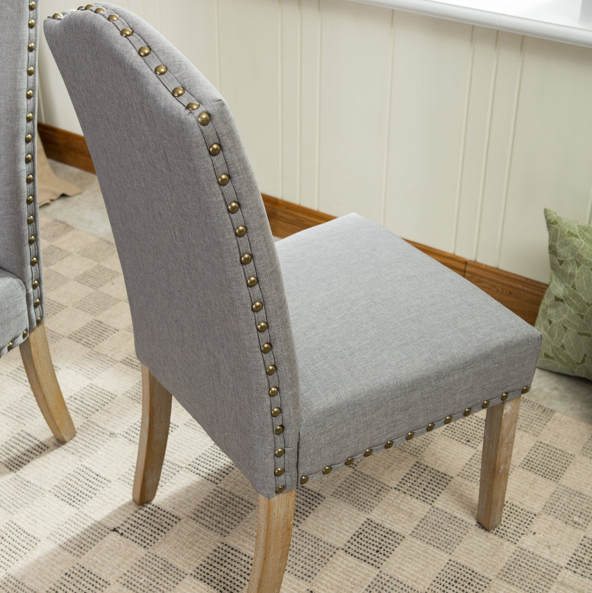 Wolen Upholstered Dining Chair with Nailhead Trim and High Back, Set of 2 - Dining Chairs