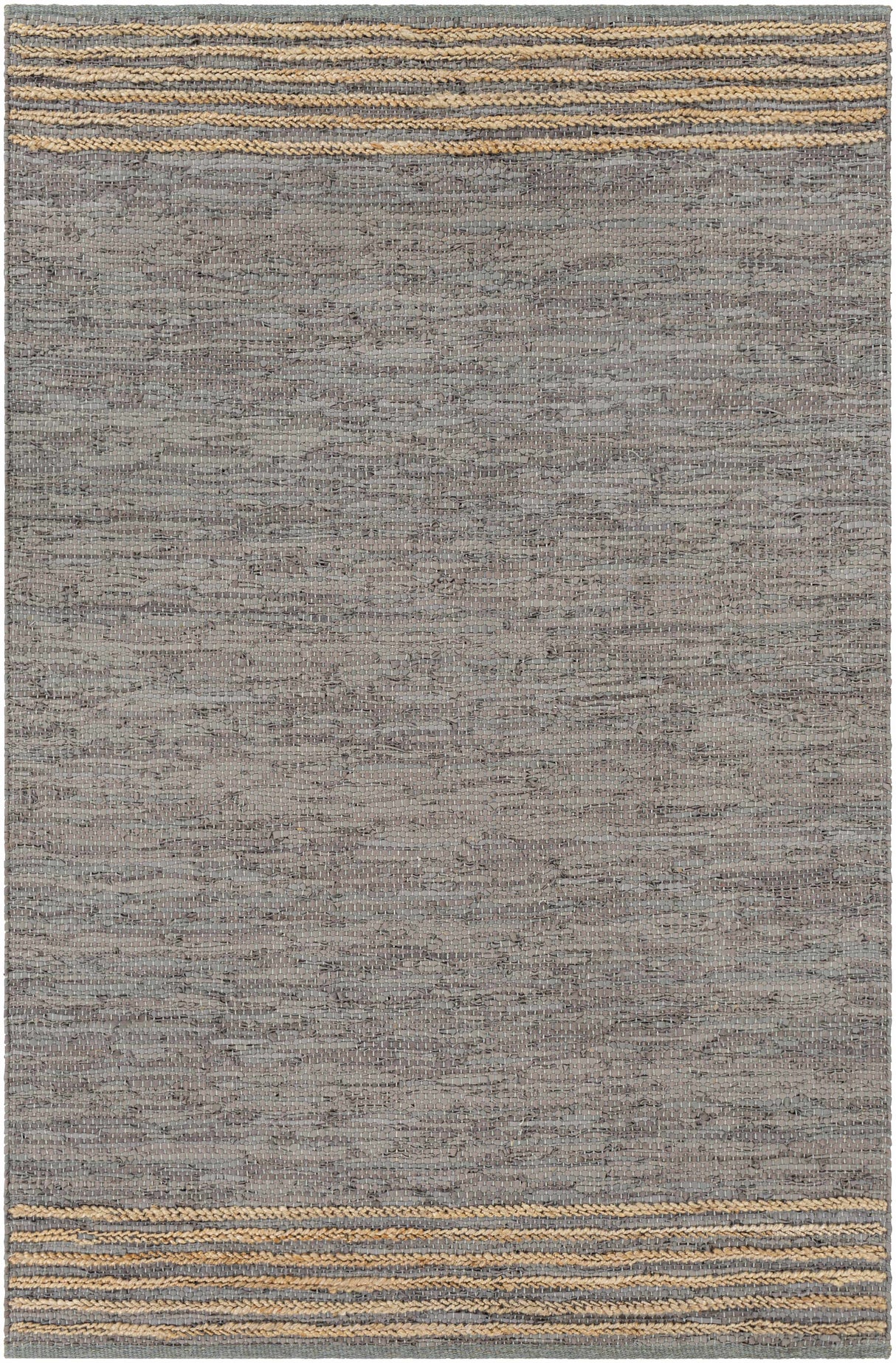Wollert Gray Leather&Jute Rug - Clearance