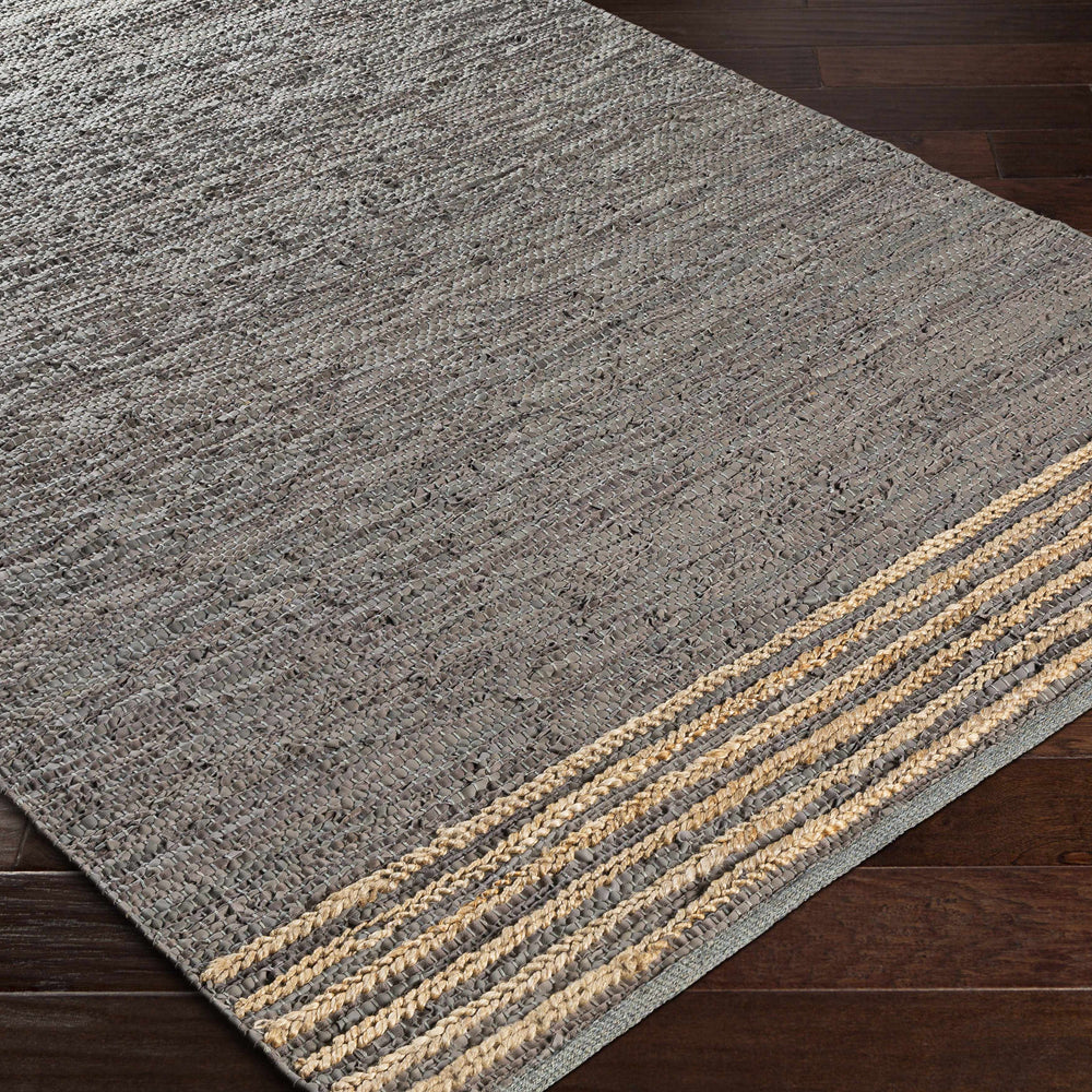 Wollert Gray Leather&Jute Rug - Clearance