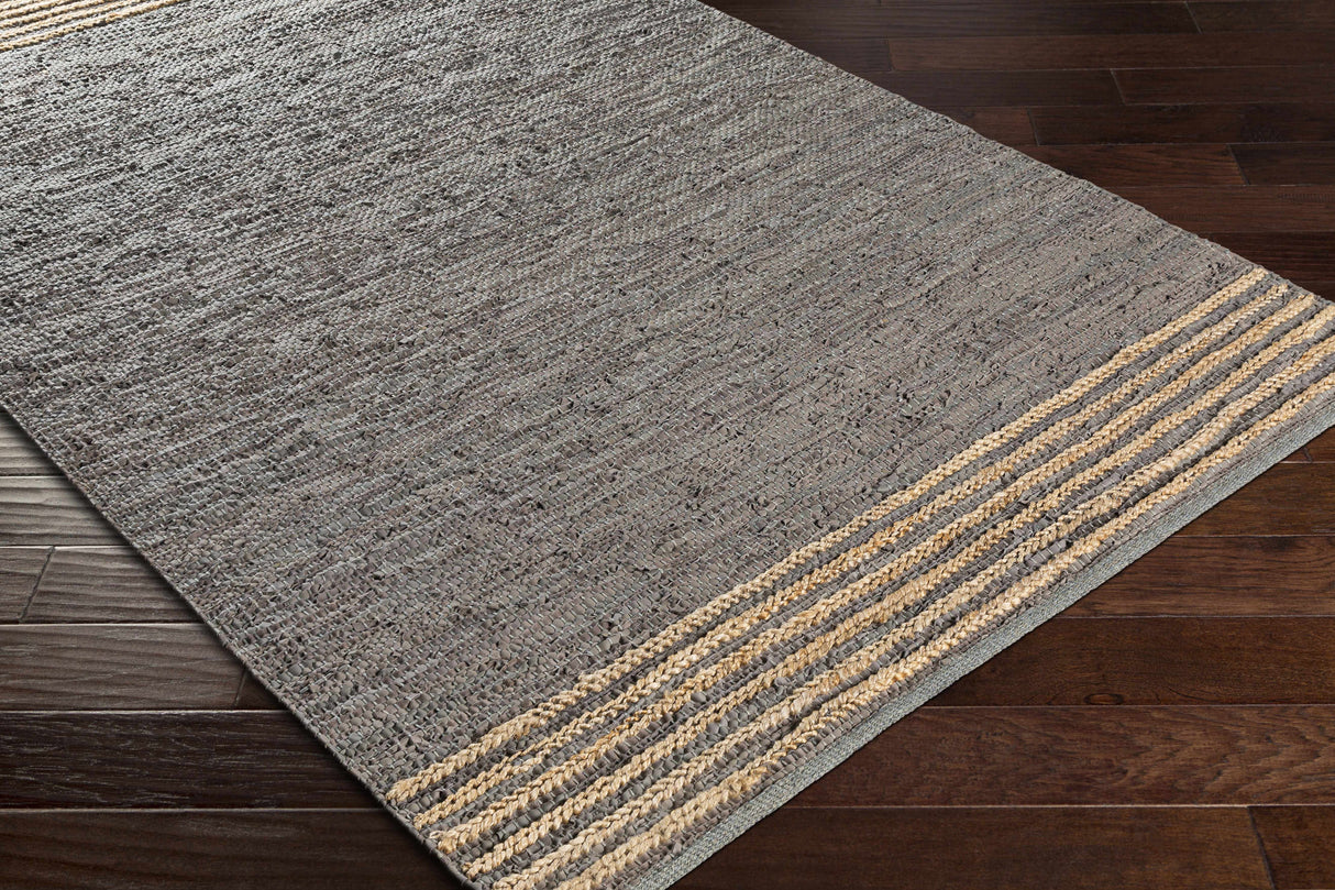 Wollert Gray Leather&Jute Rug - Clearance