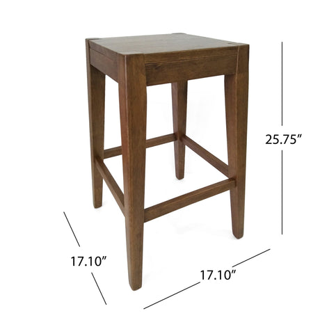 Wood Counter Stool with Armless Design and Footrest, Set of 2 - Counter Stools