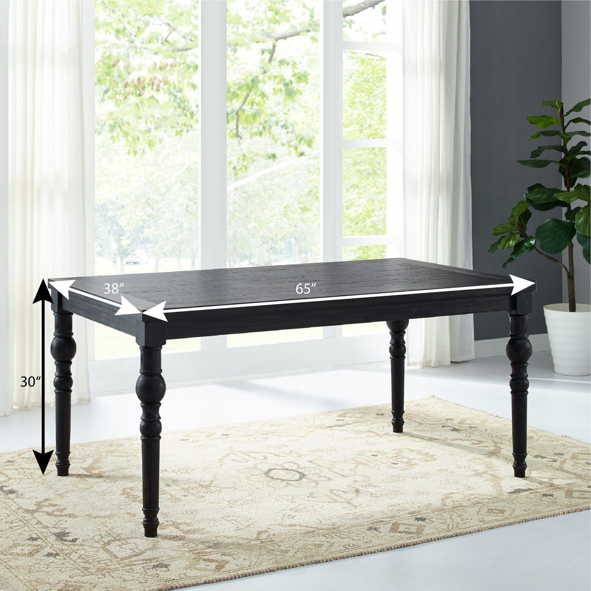 Wood Dining Table with Turned Leg and Rectangle Top - Dining Tables