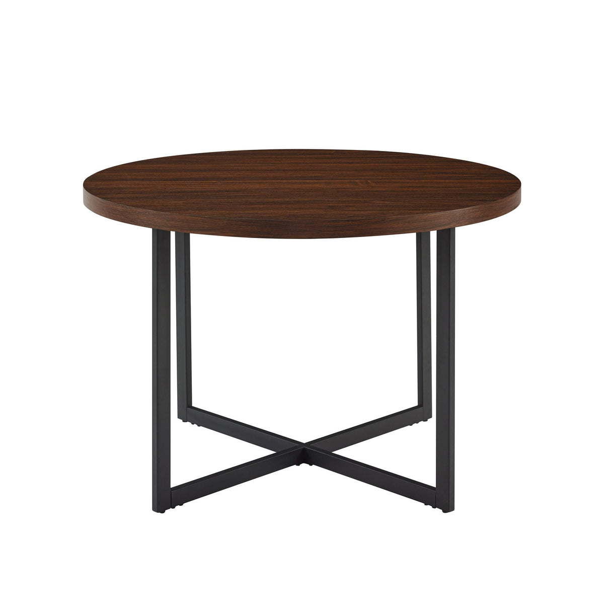 Wood Round Dining Table with Metal X Base - Dining Tables