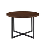 Wood Round Dining Table with Metal X Base - Dining Tables