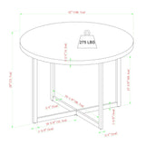 Wood Round Dining Table with Metal X Base - Dining Tables