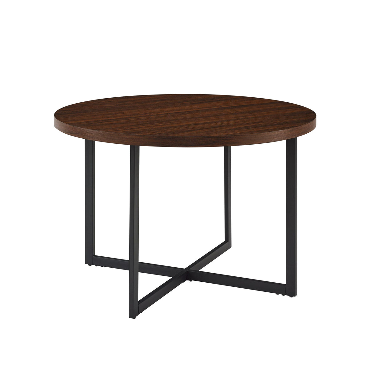 Wood Round Dining Table with Metal X Base - Dining Tables