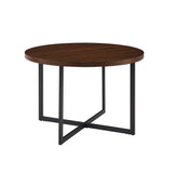 Wood Round Dining Table with Metal X Base - Dining Tables