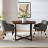 Wood Round Dining Table with Metal X Base - Dining Tables