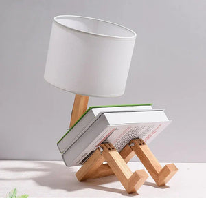 Adjustable Wooden Robot Table Lamp E27 Bedside Light with