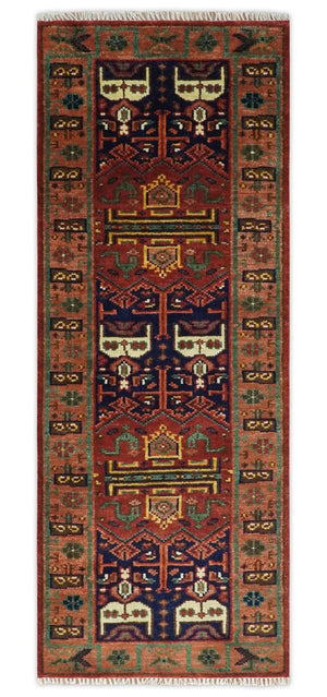 Wool Traditional Antique Style Wool Red and Blue Area Rug