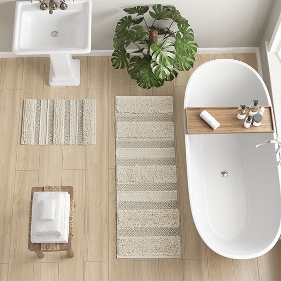 Woven texture stripe bath rug - Tuesday Morning - Bathroom Rugs