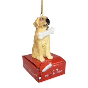Golden Retriever with Bone Ornament