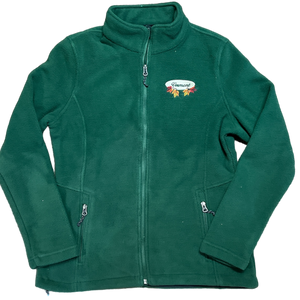 Women’s Full Zip Fleece Jacket – White Fall Leaves Oval Embroidery