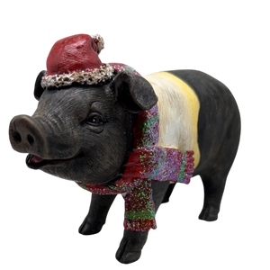 Pig Wearing Scarf Figurine
