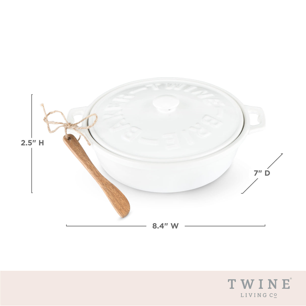 Ceramic brie baker & acacia wood spreader set by twine®