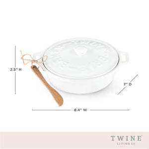 Ceramic brie baker & acacia wood spreader set by twine®