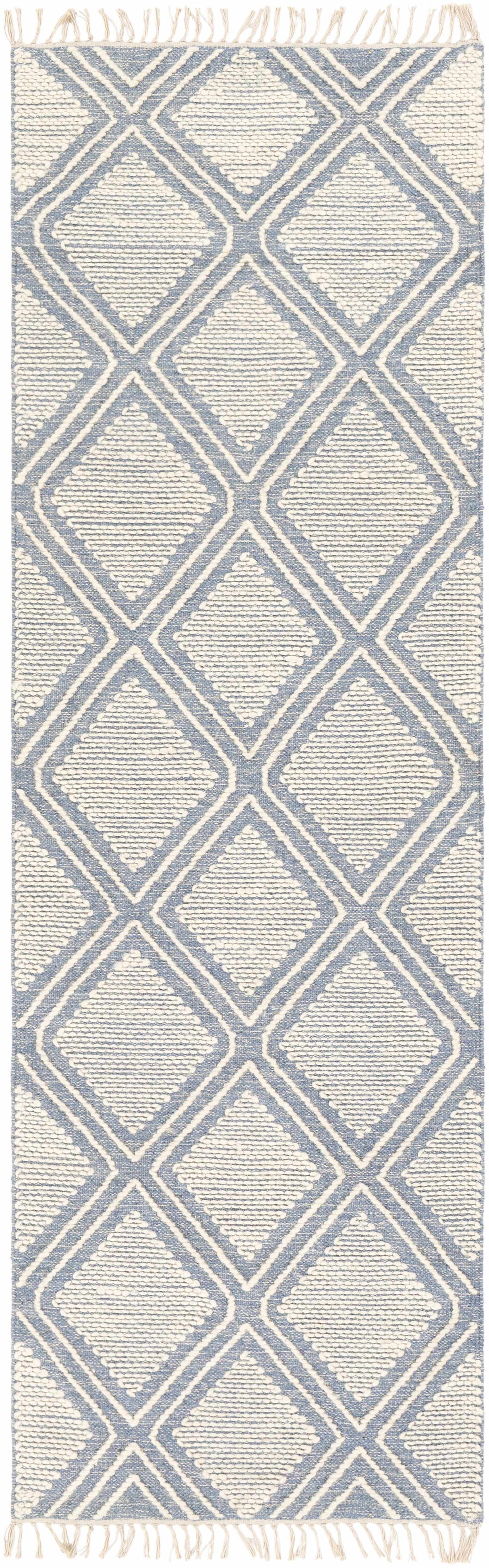 Wausa Denim Trellis on Cream Cotton/wool  Rug - Clearance